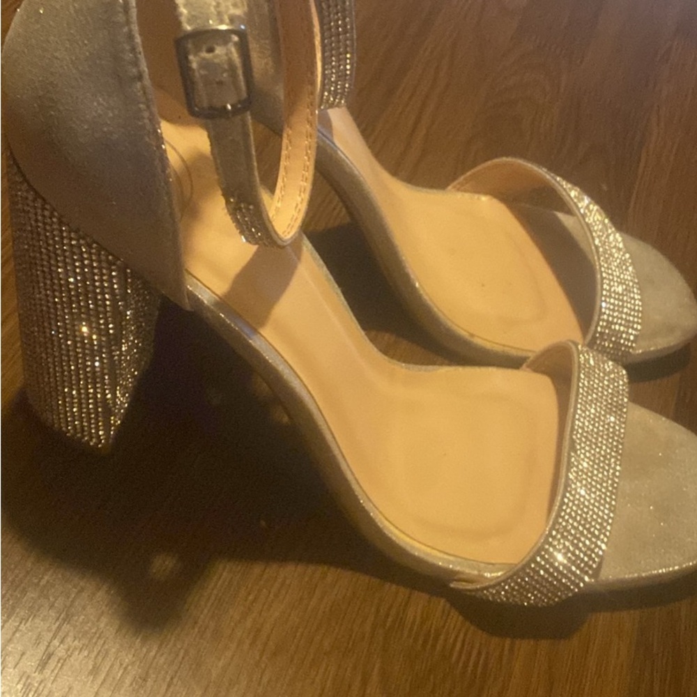 Sparkling Silver Women's Block Heels